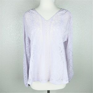 Adiva Embroidered Lace Sheer Blouse Lavender L